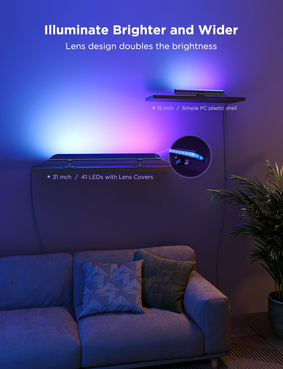 Govee Smart LED Light Bars, Compatible with Alexa and Google Assistant Bundle with Govee Smart TV Light Bar, Upgraded 31 Inch LED Light Bar with Scene and Music Modes