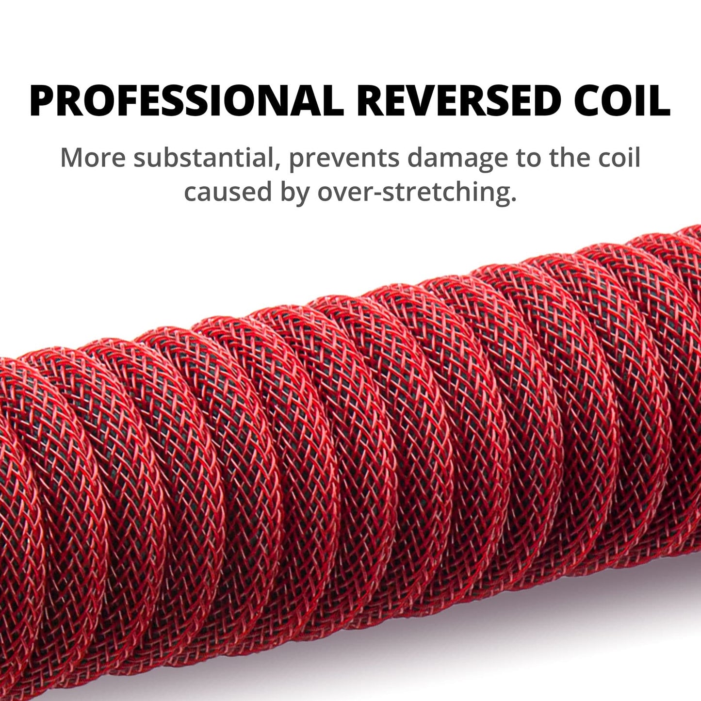 GUNMJO Pro Custom Coiled USB C Cable for Gaming Keyboard, Double-Sleeved Mechanical Keyboard Cable with Detachable Metal Aviator, 1.5M USB-C to USB-A, Red Color