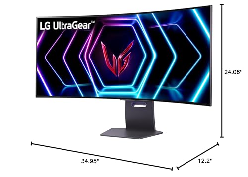 LG 39GS95QE Ultragear OLED Curved Gaming Monitor 39-Inch WQHD 800R 240Hz 0.03ms DisplayHDR True Black 400 AMD FreeSync Premium Pro NVIDIA G-Sync HDMI 2.1 DisplayPort Tilt/Height/Swivel Stand - Black