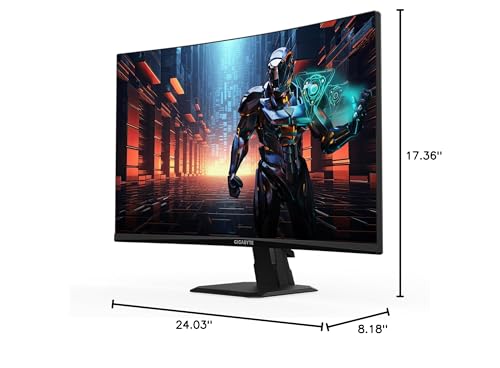 GIGABYTE GS27QC 27" 165Hz 1440P Curved Gaming Monitor, 2560 x 1440 VA 1500R Display, 1ms (MPRT) Response Time, HDR Ready, FreeSync Premium, 1x Display Port 1.4, 2X HDMI 2.0,Black