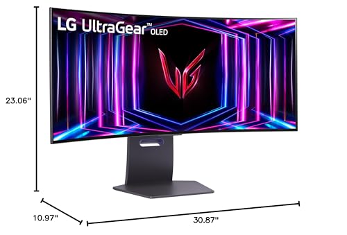 LG 34GS95QE 34-inch Ultragear OLED Curved Gaming Monitor WQHD 800R 240Hz 0.03ms DisplayHDR True Black 400 AMD FreeSync Premium Pro NVIDIA G-Sync HDMI 2.1 DisplayPort Tilt/Height/Swivel Stand Black