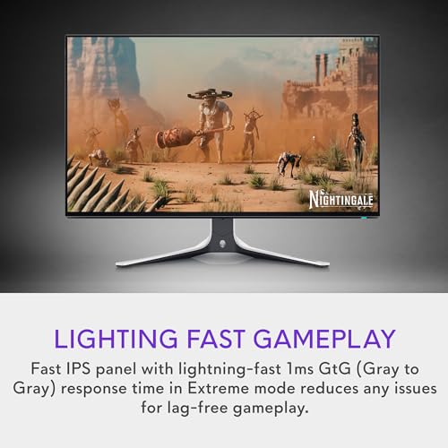 Alienware AW2723DF Gaming Monitor - 27-inch QHD (2560 x 1440) 240Hz Display (DP 1.4), 1ms Response Time, NVIDIA G-Sync, Preset OSD Modes, Height/Tilt/Swivel/Pivot Adjustability - Lunar Light