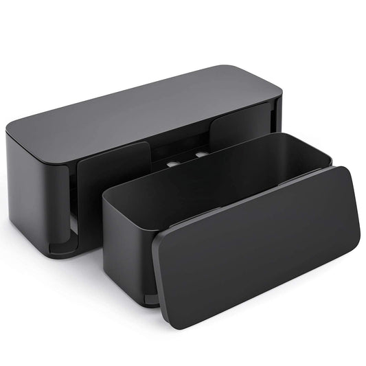 YECAYE 2 Pack Cable Management Box, Pet and Baby Proofing Cable Organizer Box, Large and Medium Size Cord Management Box,Cord Organizer, Perfect for Office & Home Cord Hider,Cable Hider,Black