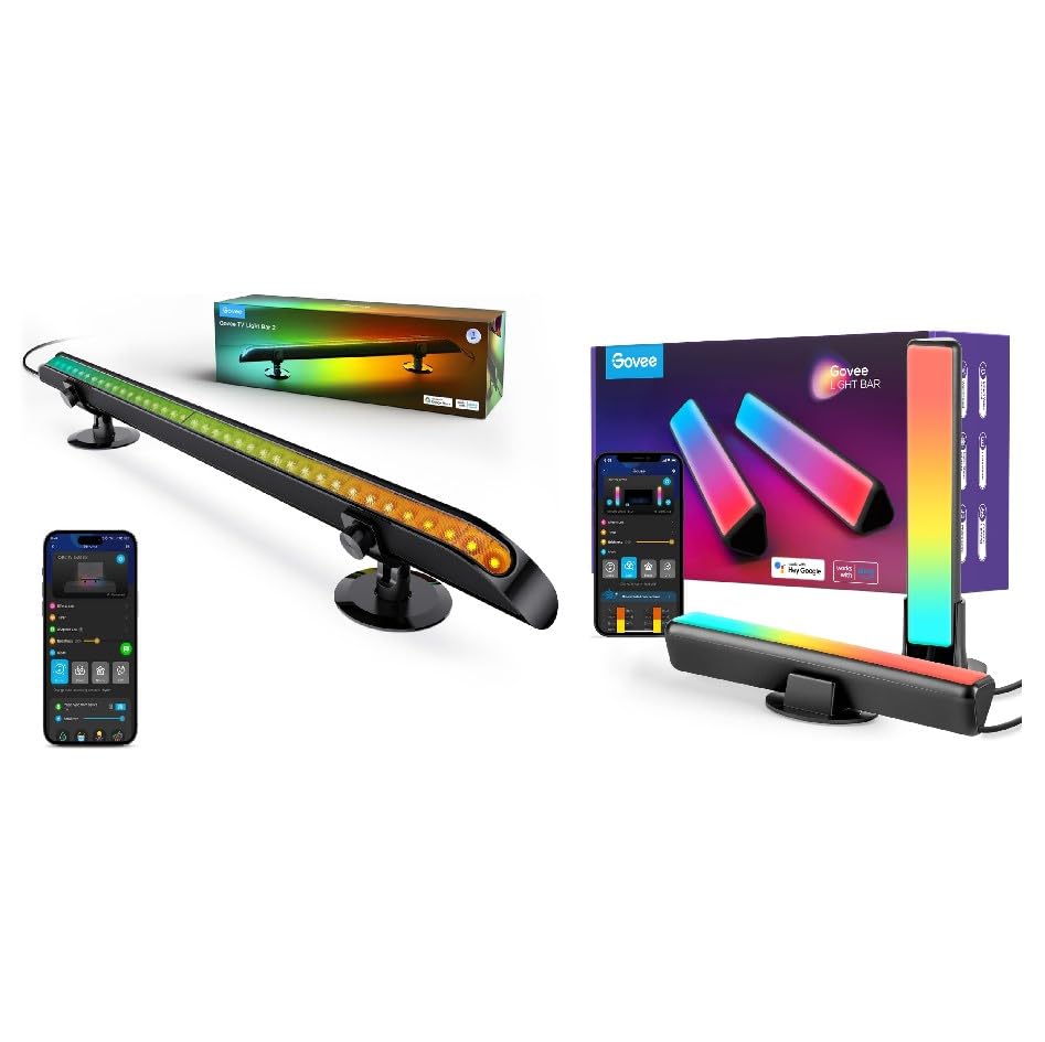 Govee Smart LED Light Bars, Compatible with Alexa and Google Assistant Bundle with Govee Smart TV Light Bar, Upgraded 31 Inch LED Light Bar with Scene and Music Modes