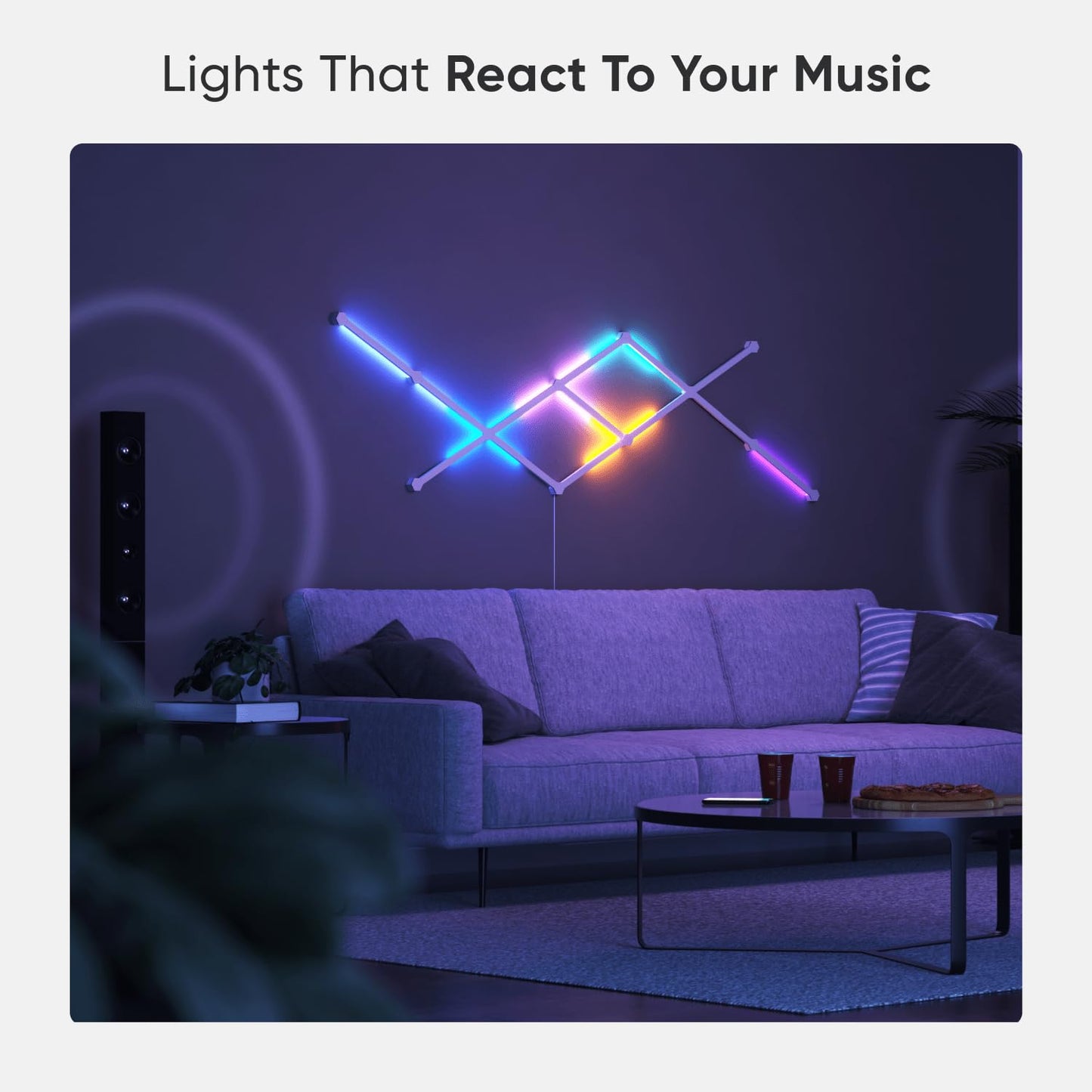 Nanoleaf Lines WiFi Smart RGBW 16M+ Color LED Dimmable Gaming and Home Decor Wall Lights Starter Kit (9 LED Light Lines)