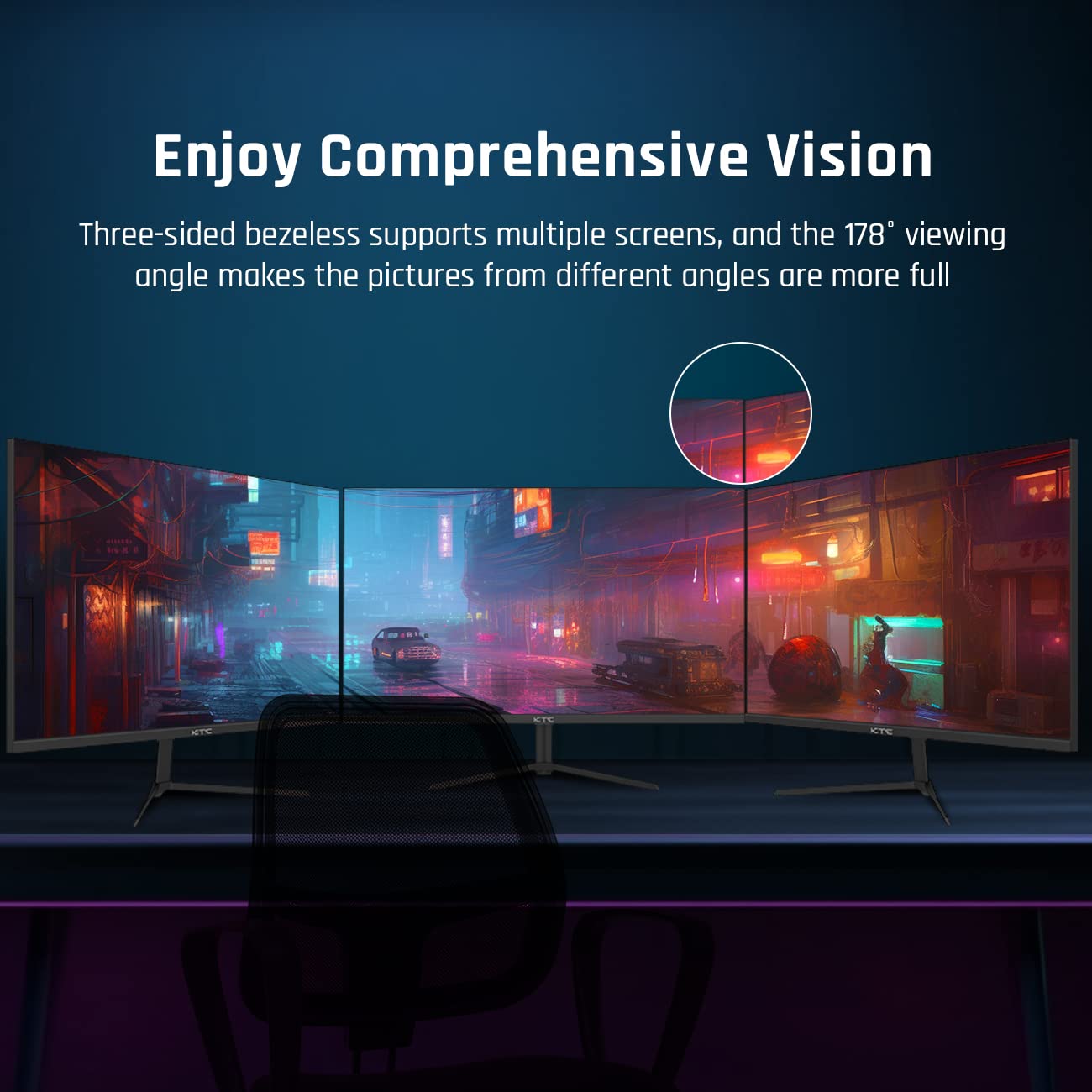 KTC 24 Inch Gaming Monitor FHD 1080P Fast IPS 165Hz, 125% sRGB 1ms HDR Zero-Frame Computer Monitor, HDMI 2.0, DisplayPort 1.4, FreeSync & G-Sync, Tilt, VESA Compatible, Eye Care