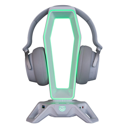 TRUSYO AUDIO USB RGB Headphone Stand with 3 USB 3.0 Ports RGB Lights The Portal Ultimate Gaming Accessories (White)