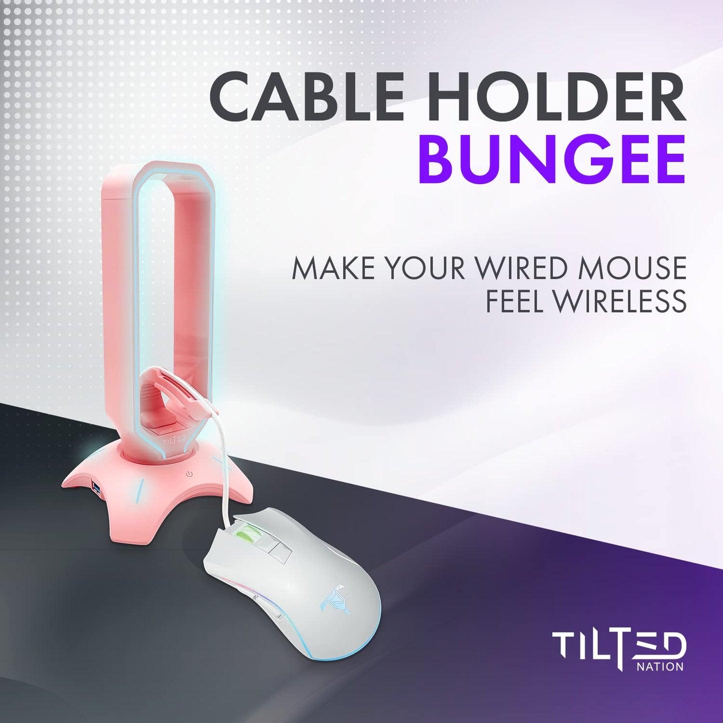 Tilted Nation Gaming Headphone Stand | Pink Headset Stand | RGB Headset Holder for Desk with Mouse Bungee and USB Hub | Cute Headphone Stand for Gamer Girl Accessories
