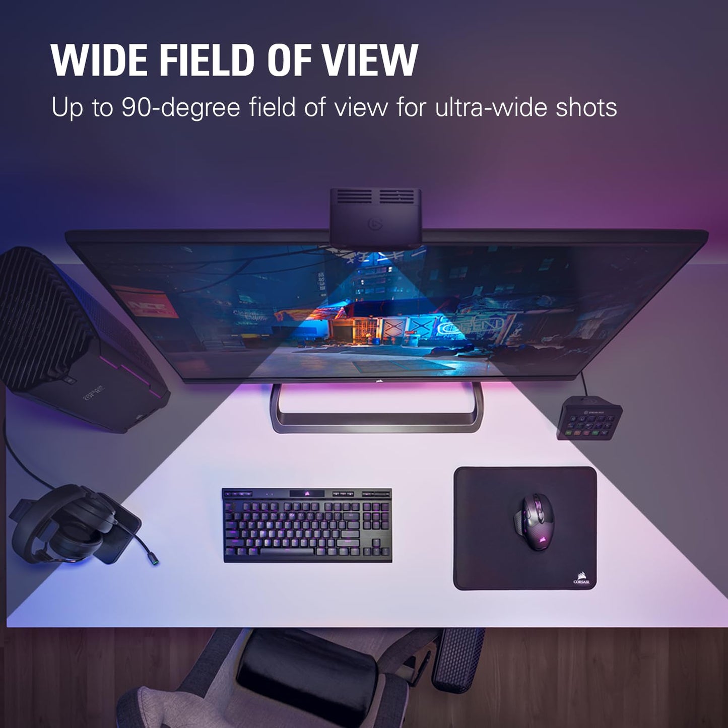 Elgato Facecam Pro, True 4K60 Ultra HD Webcam for Live Streaming, Gaming, Video Calls, Advanced Light Correction, DSLR Style Control, Wide Angle, Works with OBS, Teams,Zoom, PC/Mac, Black