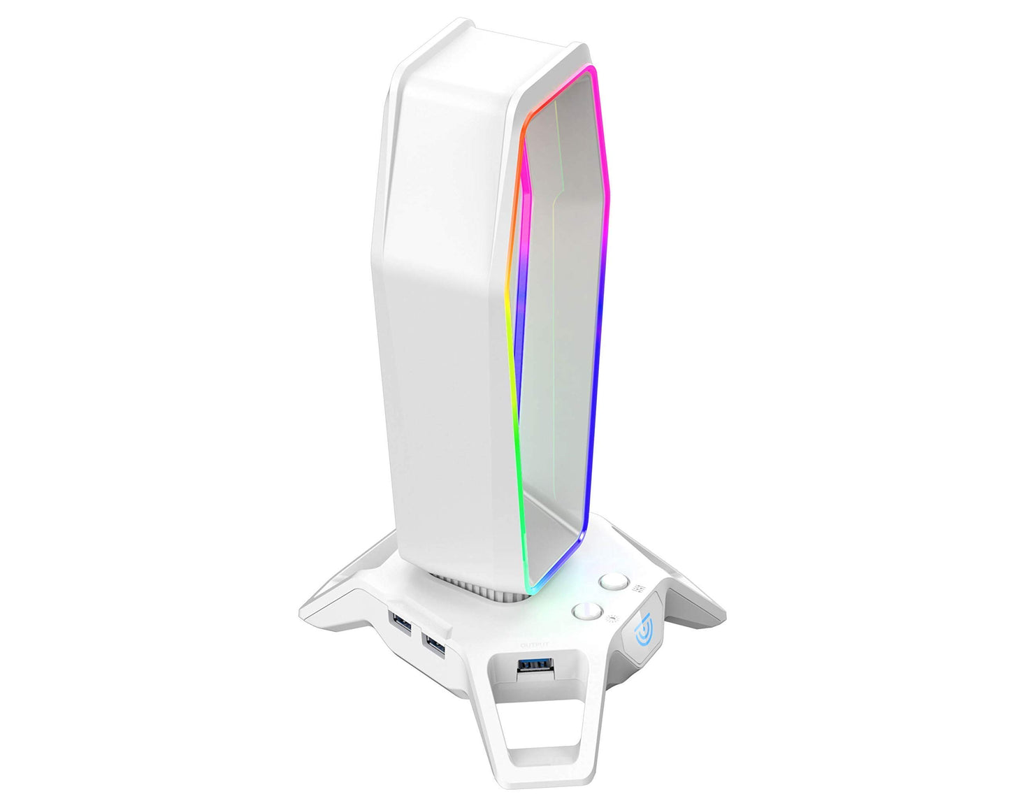 TRUSYO AUDIO USB RGB Headphone Stand with 3 USB 3.0 Ports RGB Lights The Portal Ultimate Gaming Accessories (White)