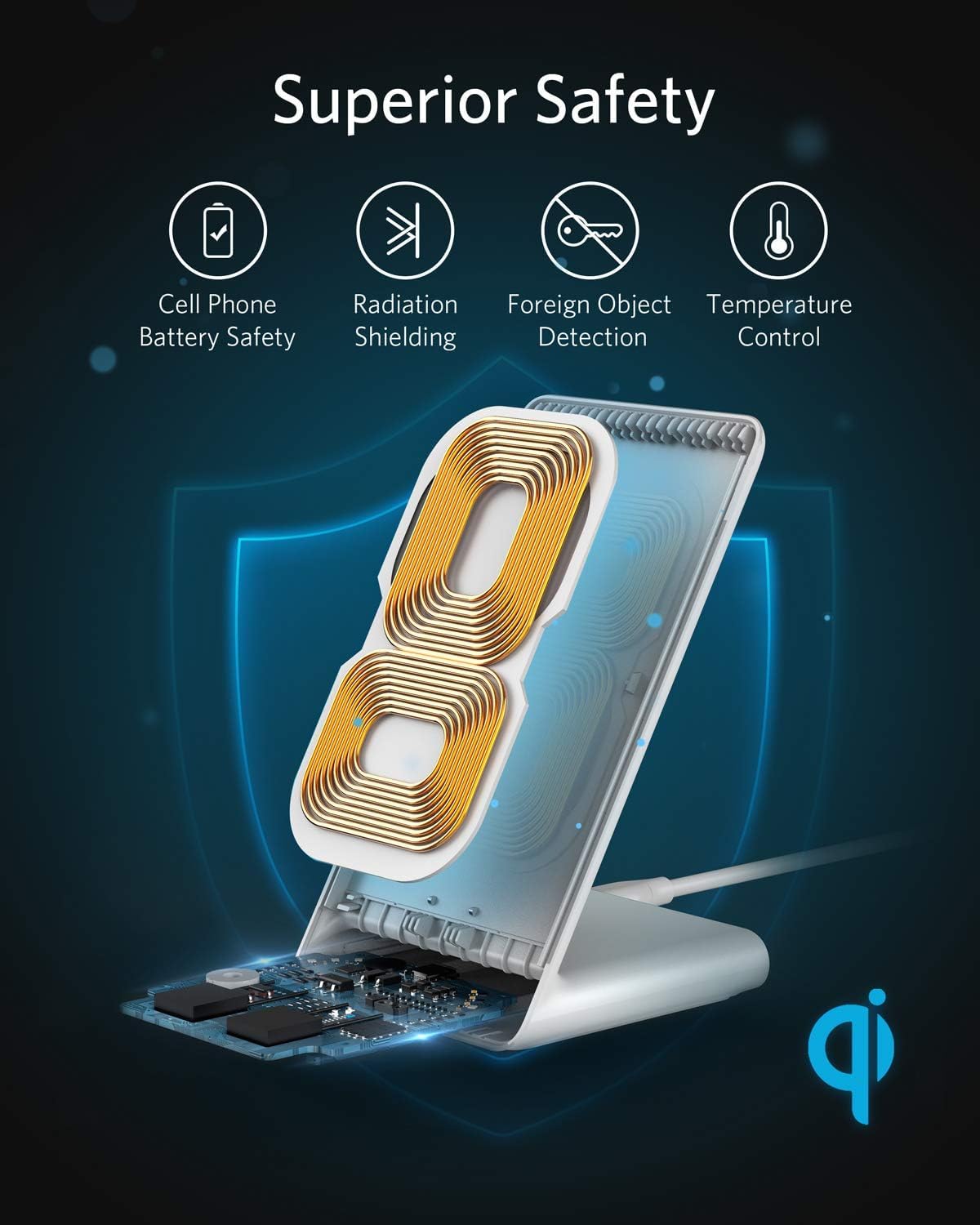 Anker 313 Wireless Charging Stand, Qi-Certified for iPhone 16/16 Pro/16 Pro Max/15/14/13, 10W Fast Charging for Galaxy S23/S22/S21 (No AC Adapter)