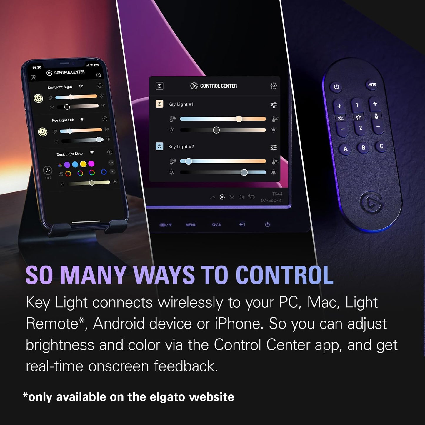 Elgato Key Light - Professional 2800 lumens Studio Light • with desk clamp • for Streaming, Recording and Video Conferencing • Temperature and Brightness app-adjustable • on Mac, PC, iOS, Android