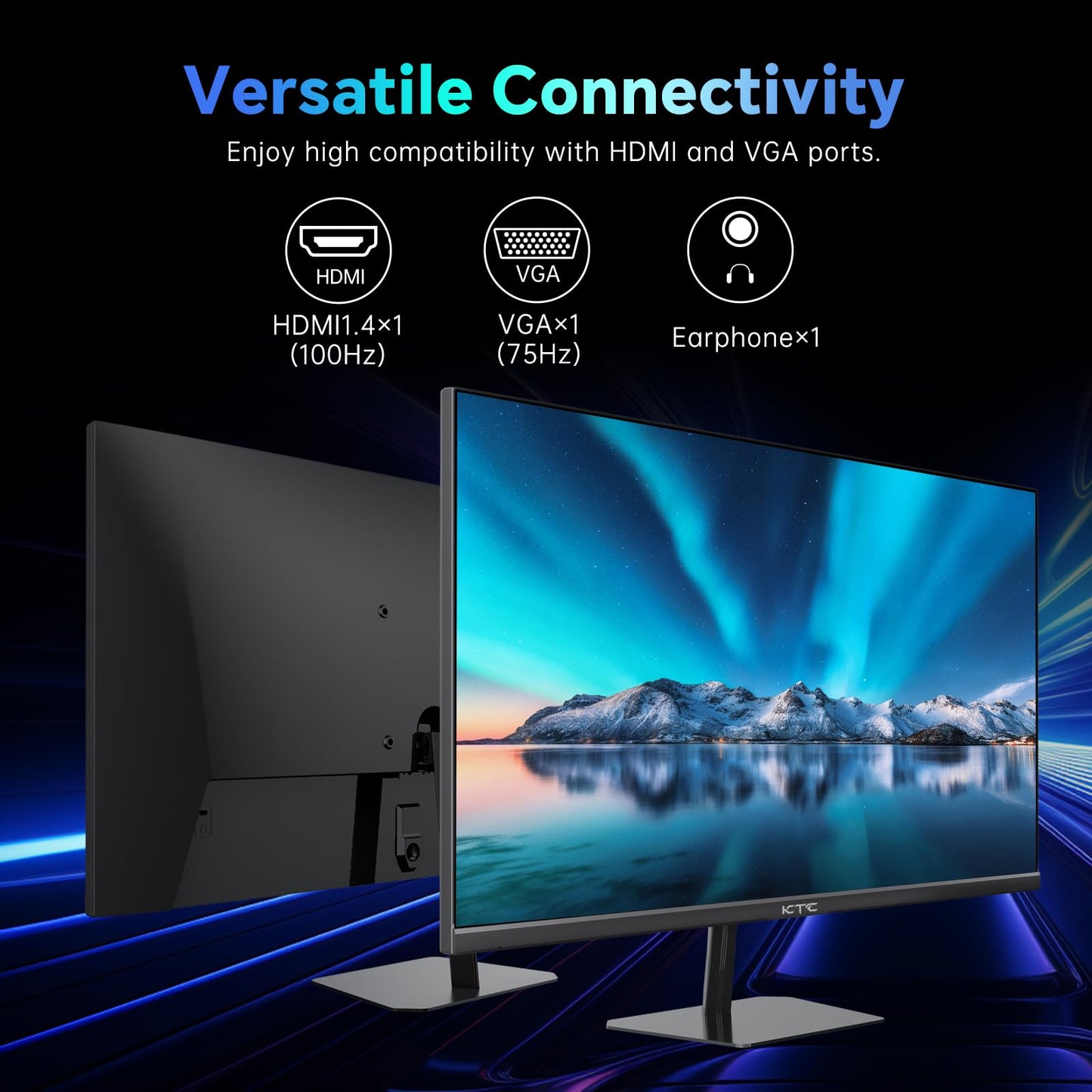 KTC 24.5 Inch FHD 100Hz IPS Computer Monitor, 1080P Eye Care PC Gaming Monitor, Adaptive-Sync, Low Blue Light, HDR, VESA Mount with HDMI VGA for Home Office, H25B7