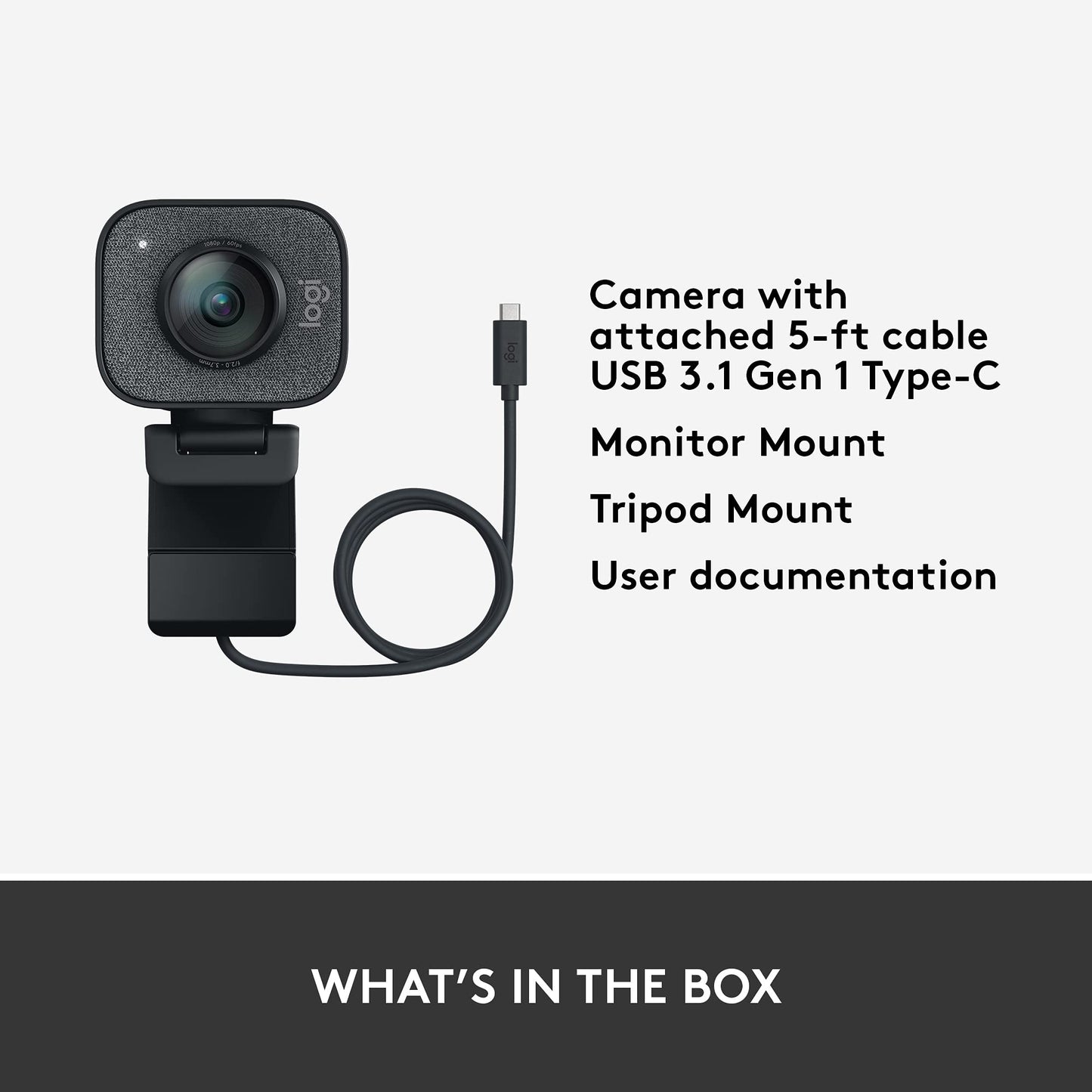 Logitech for Creators StreamCam Premium Webcam for Streaming and Content Creation, Full HD 1080p 60 fps, Glass Lens, Smart Auto-Focus, for PC/Mac – Graphite