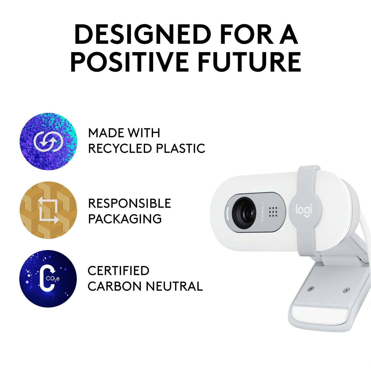 Logitech Brio 100 Full HD 1080p Webcam for Meetings and Streaming, Auto-Light Balance, Built-in Mic, Privacy Shutter, USB-A, for Microsoft Teams, Google Meet, Zoom and More - Off White