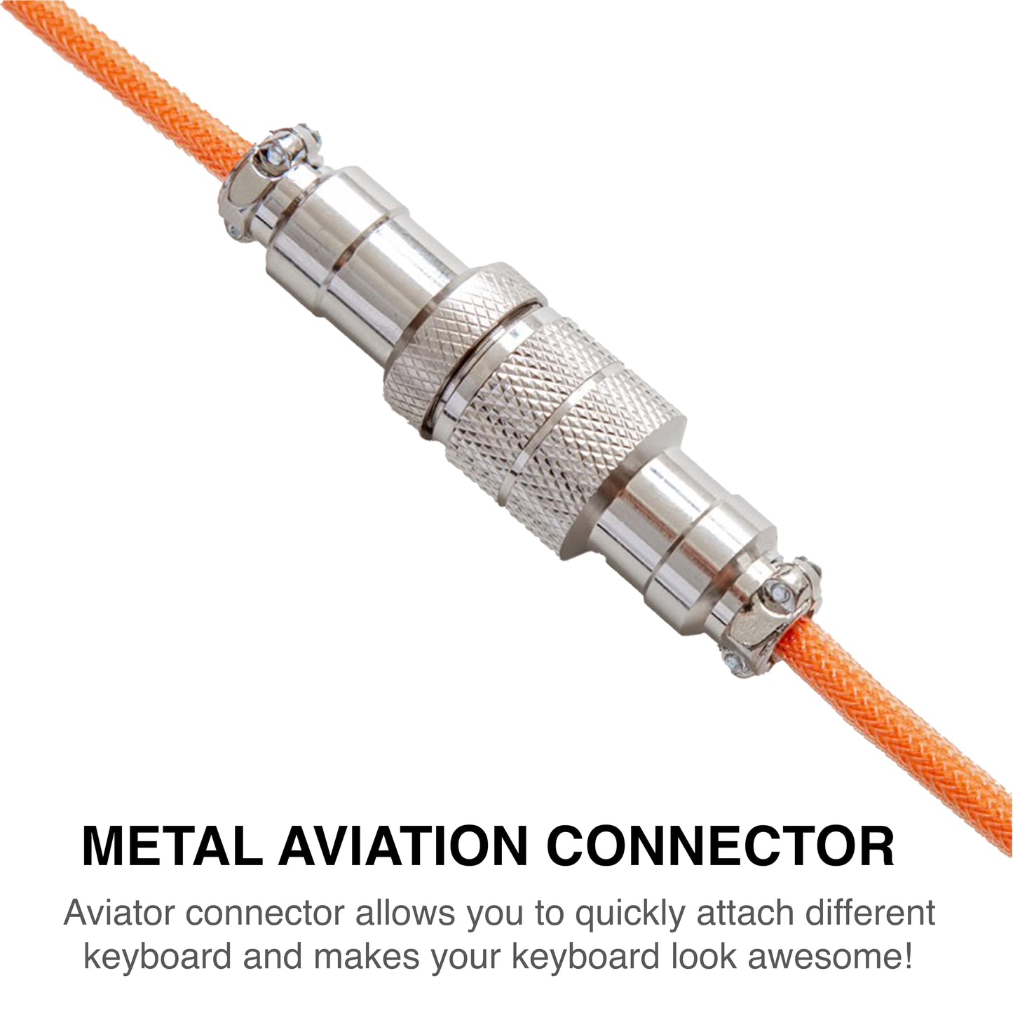 GUNMJO Pro Custom Premium Coiled USB C Cable for Gaming Keyboard, Double-Sleeved Mechanical Keyboard Cable with Detachable Metal Aviator, 1.5M USB-C to USB-A, Brilliant Orange Color