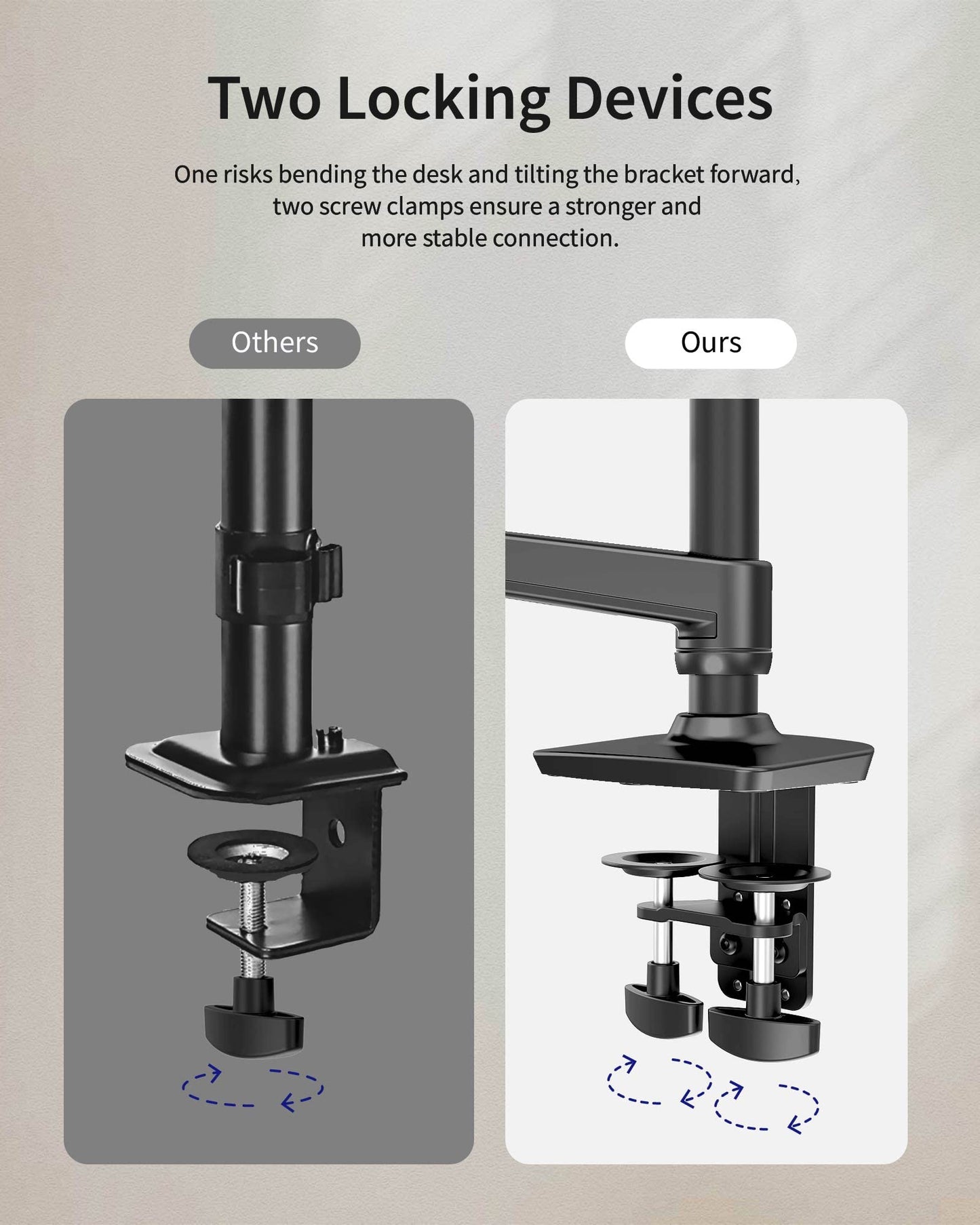 Ergounion Dual Monitor Mount, Holds Screens up to 40 Inches and 25 lbs, Fully Adjustable Dual Monitor Arm with C-Clamp and Grommet Base, Aluminum, Black