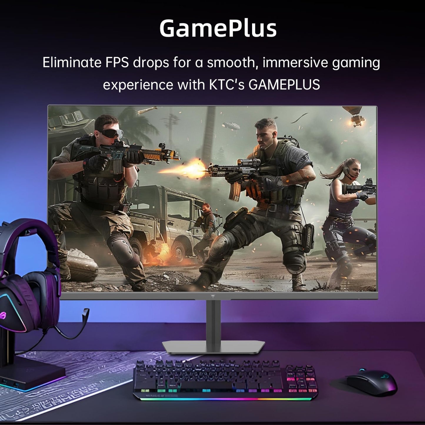 KTC 24.5'' Gaming Monitor, FHD 1080P 180Hz Fast IPS 128% sRGB Frameless Computer Monitor, HDR10, Adaptive Sync, Eye Care PC Gamer Monitor, HDMIx2, DP, VESA Mountable, Tilt Adjustable, H25T7