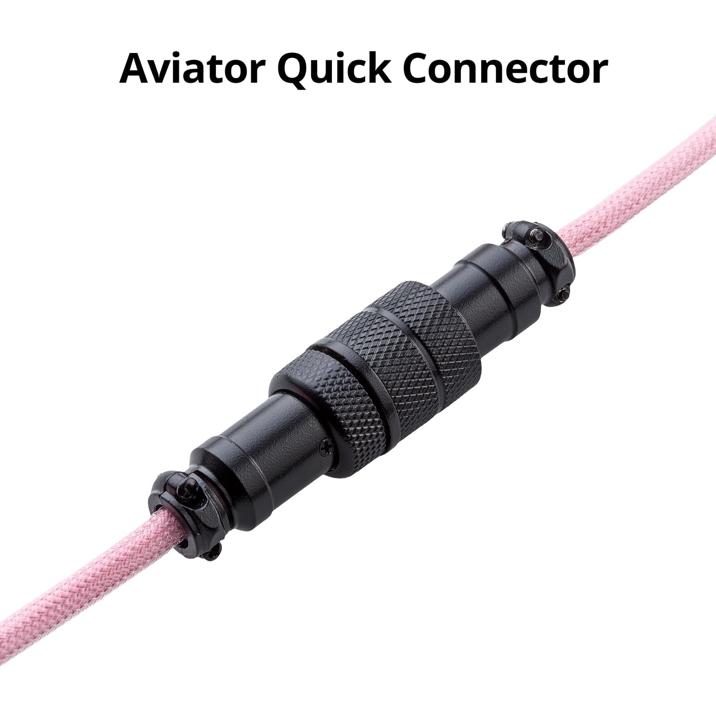 GUNMJO Pro Custom Coiled USB C Cable for Gaming Keyboard, Double-Sleeved Mechanical Keyboard Cable with Detachable Metal Aviator, 1.5M USB-C to USB-A, Black Pink