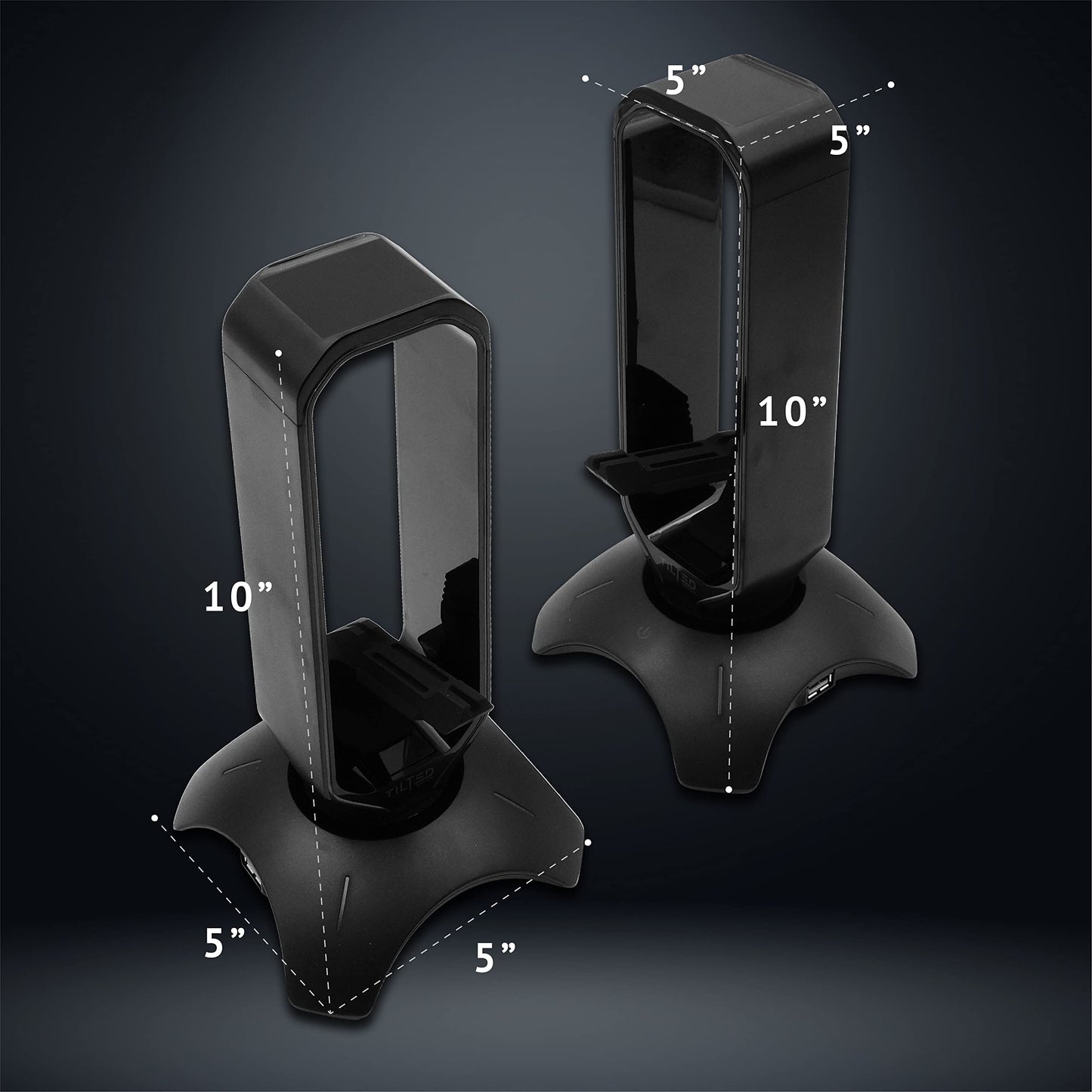 Tilted Nation RGB Headset Stand and Gaming Headphone Stand for Desk Display with Mouse Bungee Cord Holder with USB 3.0 Hub for Xbox, PS5, PC - Perfect Gaming Accessories Gift