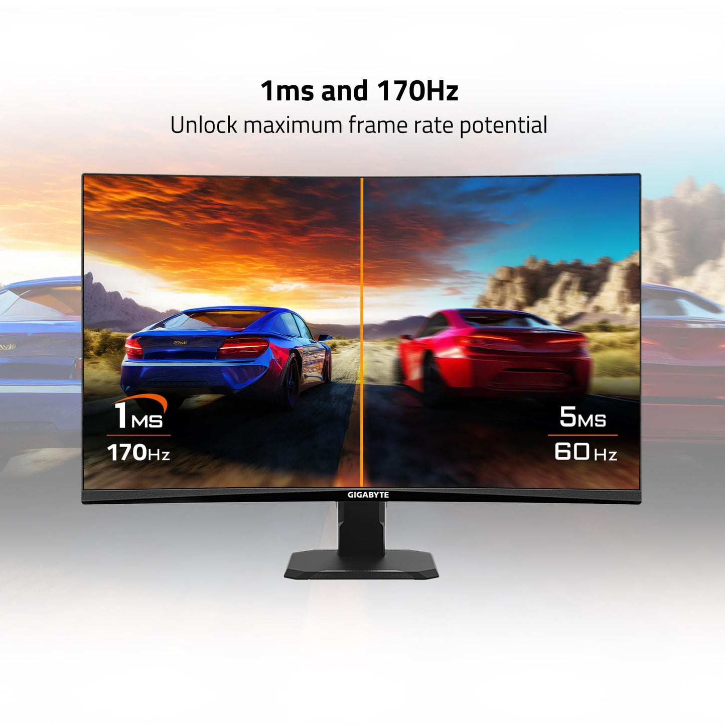 GIGABYTE GS27QC 27" 165Hz 1440P Curved Gaming Monitor, 2560 x 1440 VA 1500R Display, 1ms (MPRT) Response Time, HDR Ready, FreeSync Premium, 1x Display Port 1.4, 2X HDMI 2.0,Black