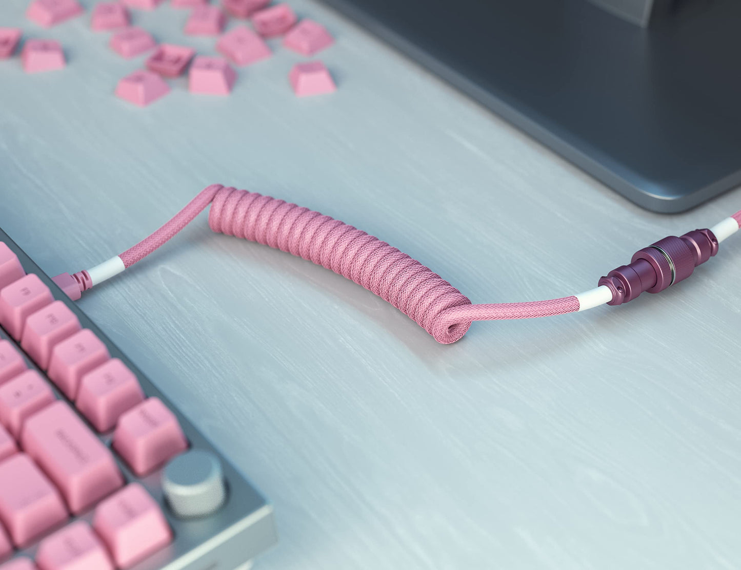 Glorious Coiled Keyboard Cable – Coiled USB C Cable Artisan Braided Cables for Mechanical Gaming Keyboard Coiled Cable - Custom Keyboard Cable (Red)