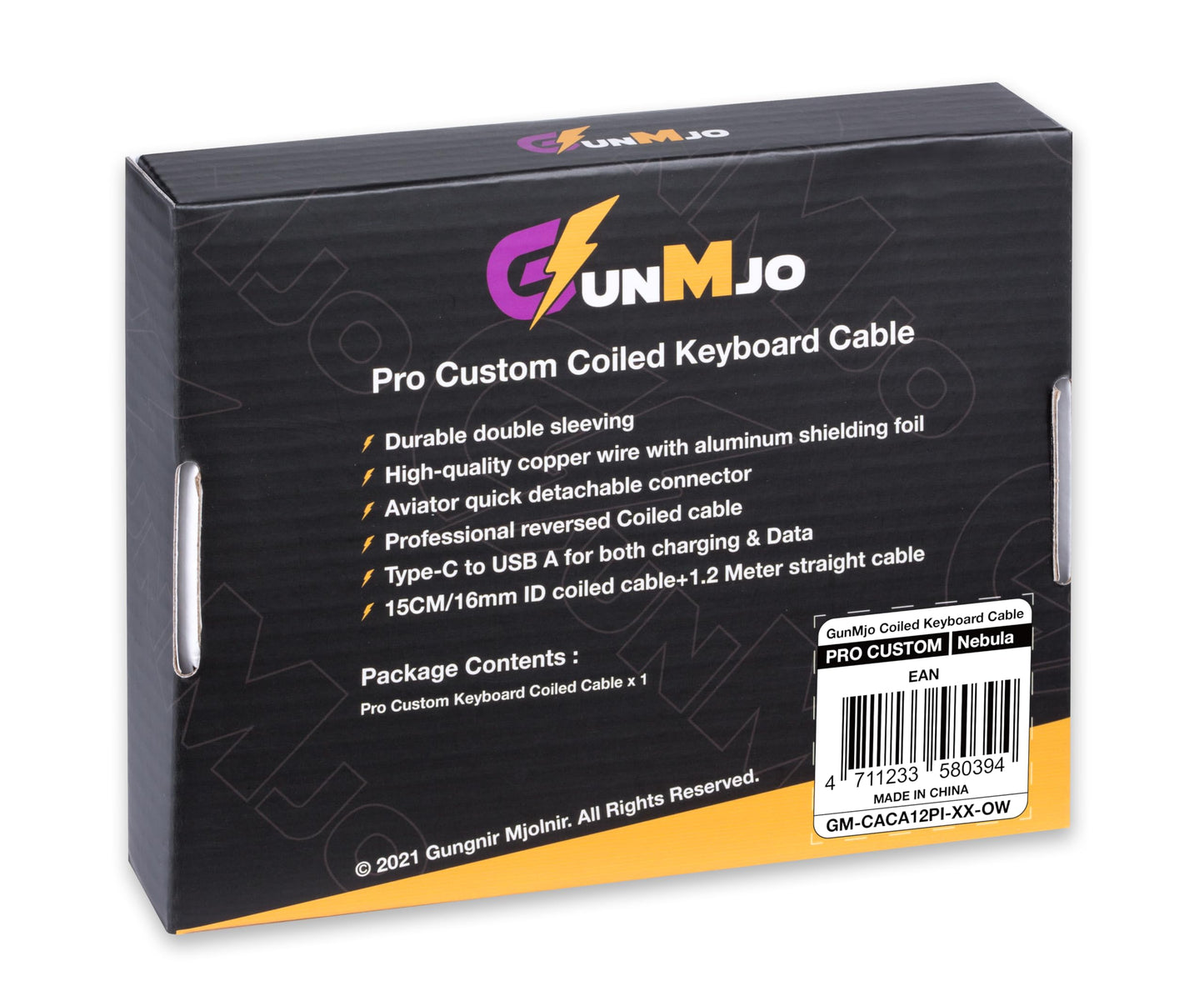 GUNMJO Pro Custom Coiled USB C Cable for Gaming Keyboard, Double-Sleeved Mechanical Keyboard Cable with Detachable Metal Aviator, 1.5M USB-C to USB-A, Nebula Color