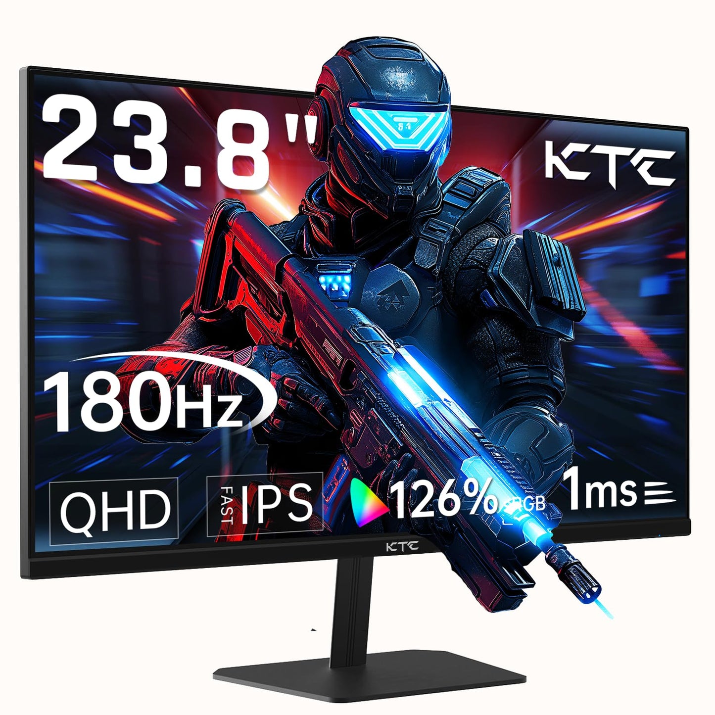 KTC 24.5'' Gaming Monitor, FHD 1080P 180Hz Fast IPS 128% sRGB Frameless Computer Monitor, HDR10, Adaptive Sync, Eye Care PC Gamer Monitor, HDMIx2, DP, VESA Mountable, Tilt Adjustable, H25T7