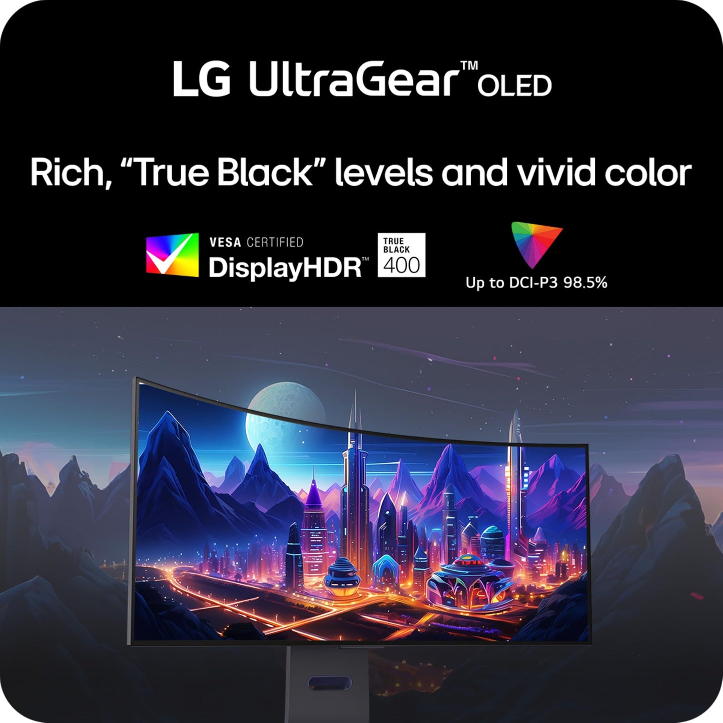 LG 45GS95QE Ultragear OLED Curved Gaming Monitor 45-Inch WQHD 800R 240Hz 0.03ms DisplayHDR True Black 400 AMD FreeSync Premium Pro NVIDIA G-Sync HDMI 2.1 DisplayPort Tilt/Height/Swivel Stand - Black
