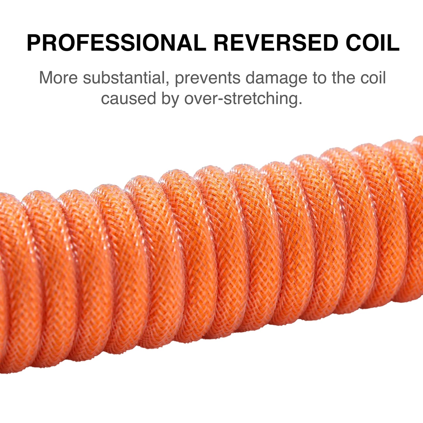 GUNMJO Pro Custom Premium Coiled USB C Cable for Gaming Keyboard, Double-Sleeved Mechanical Keyboard Cable with Detachable Metal Aviator, 1.5M USB-C to USB-A, Brilliant Orange Color
