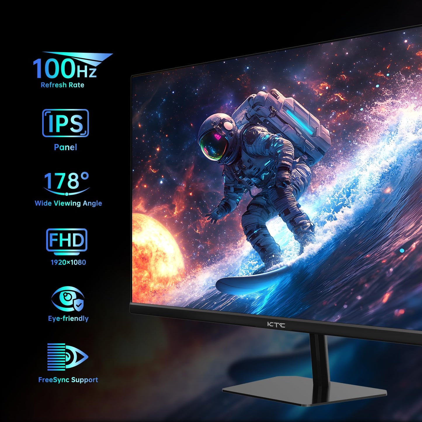 KTC 24.5 Inch FHD 100Hz IPS Computer Monitor, 1080P Eye Care PC Gaming Monitor, Adaptive-Sync, Low Blue Light, HDR, VESA Mount with HDMI VGA for Home Office, H25B7