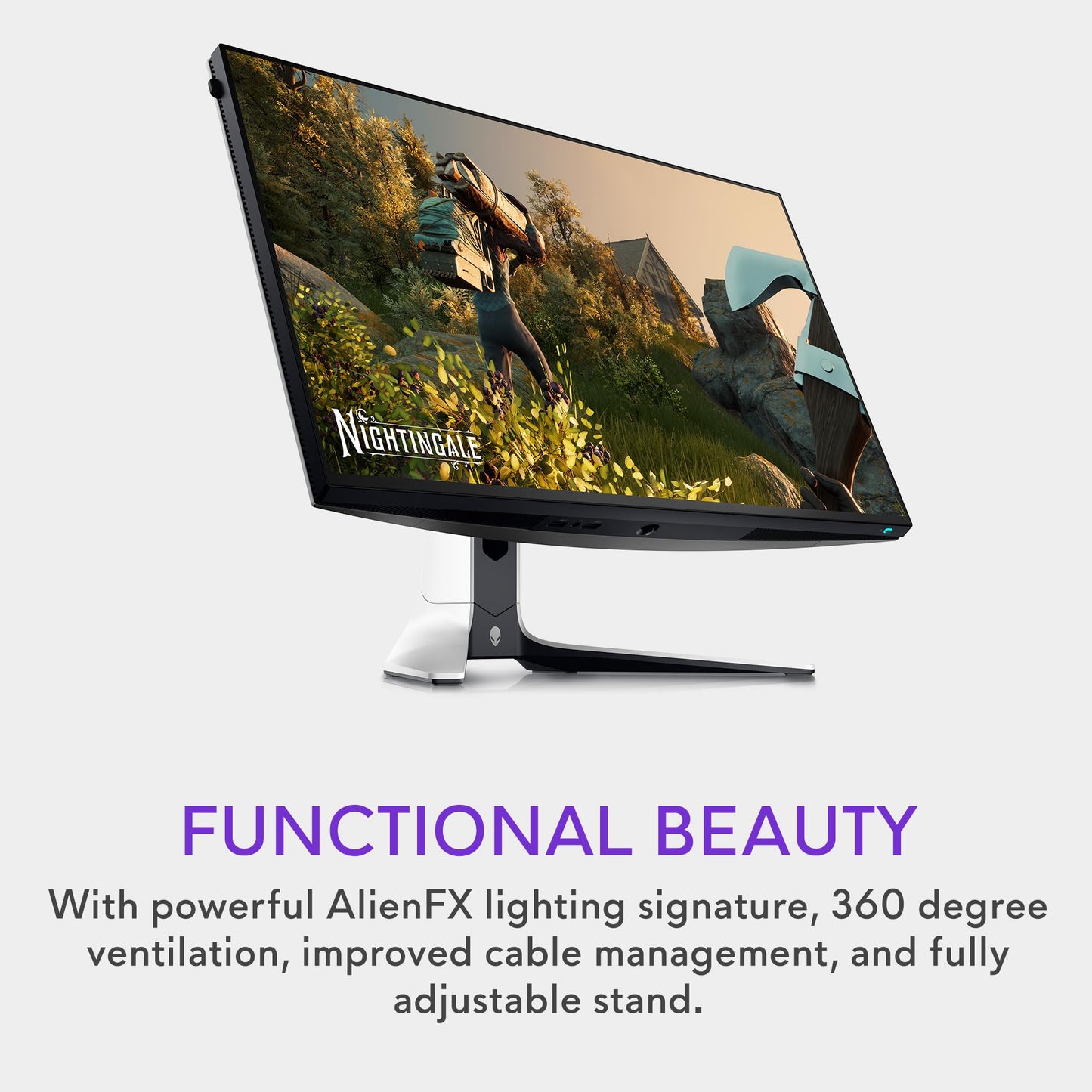 Alienware AW2723DF Gaming Monitor - 27-inch QHD (2560 x 1440) 240Hz Display (DP 1.4), 1ms Response Time, NVIDIA G-Sync, Preset OSD Modes, Height/Tilt/Swivel/Pivot Adjustability - Lunar Light