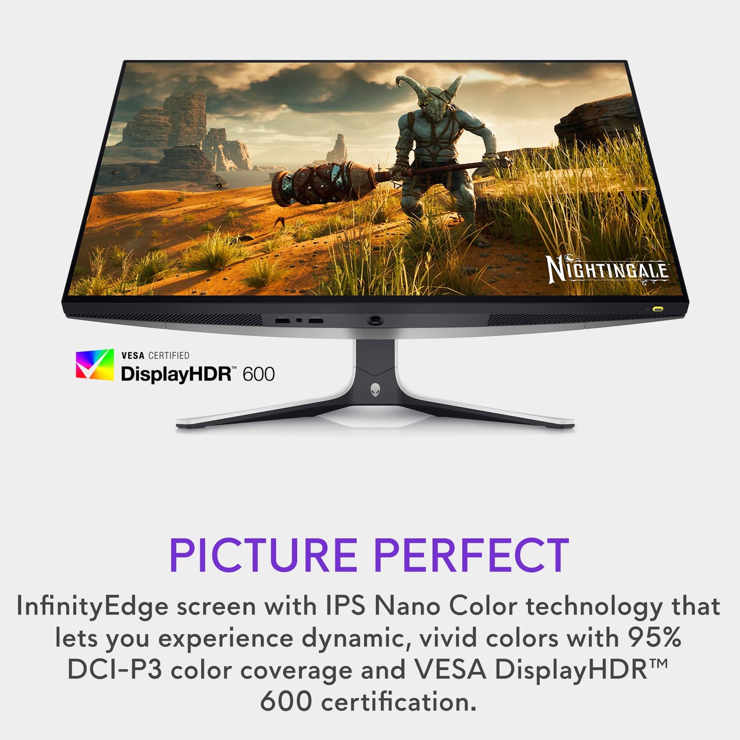 Alienware AW2723DF Gaming Monitor - 27-inch QHD (2560 x 1440) 240Hz Display (DP 1.4), 1ms Response Time, NVIDIA G-Sync, Preset OSD Modes, Height/Tilt/Swivel/Pivot Adjustability - Lunar Light